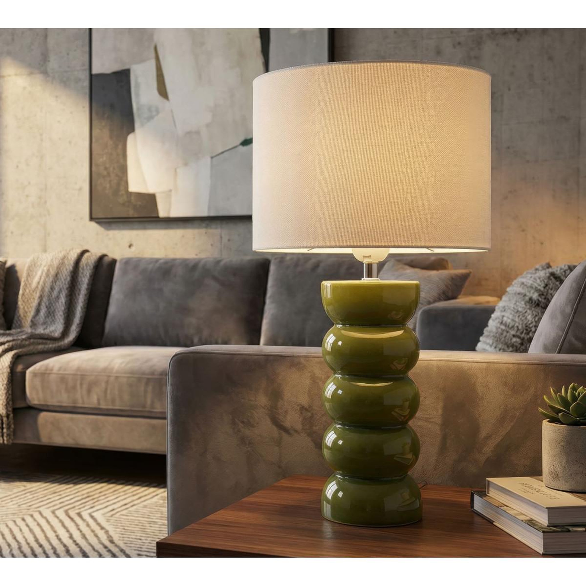 Voir la diapositive 5 : Paris Prix Lampe à Poser en Céramique  Torr  46cm Vert