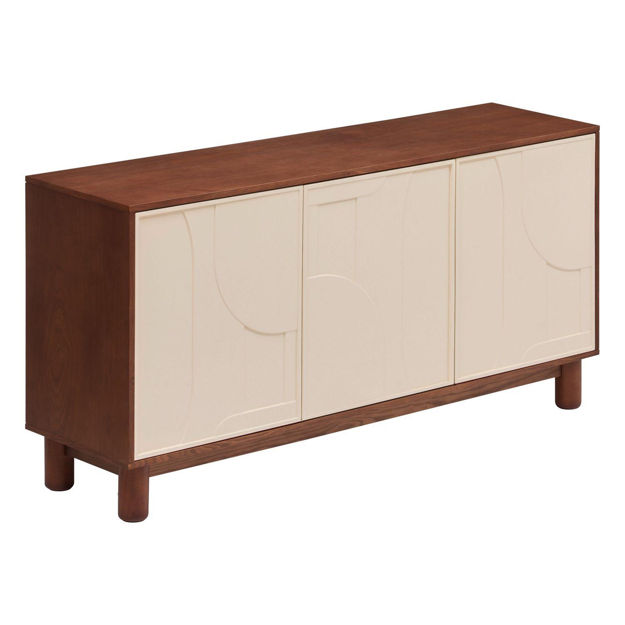 ATMOSPHERA Buffet 3 portes design en relief jilani - marron et beige