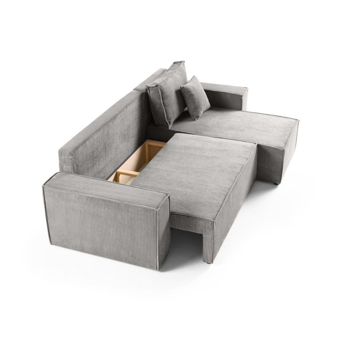 BEST MOBILIER Cezanne - canapé d'angle réversible - 4 places - convertible avec coffre - en velours côtelé