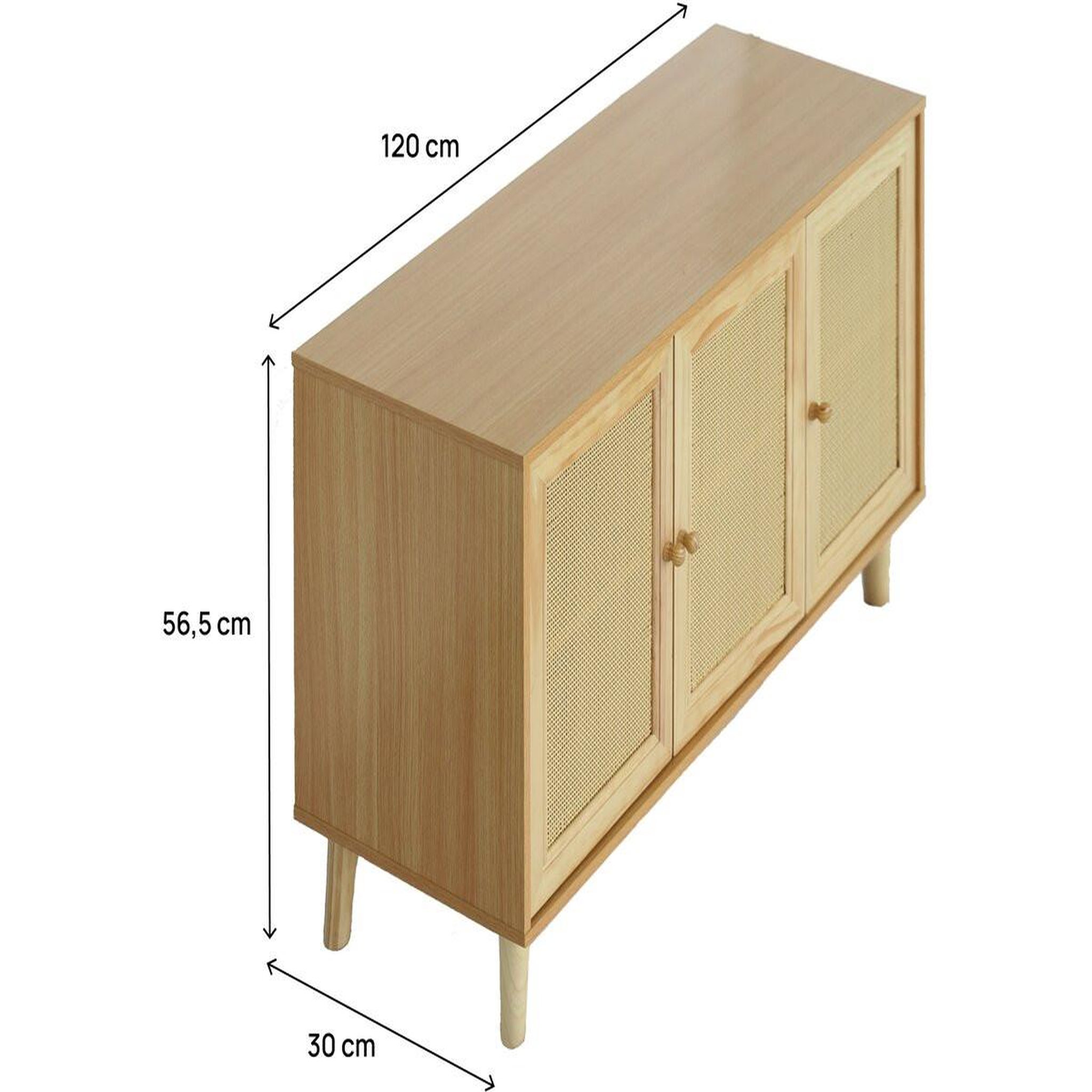 Voir la diapositive 3 : Habitat et Jardin Buffet style cannage  neuille  - 120 x 40 x 71.5 cm - beige