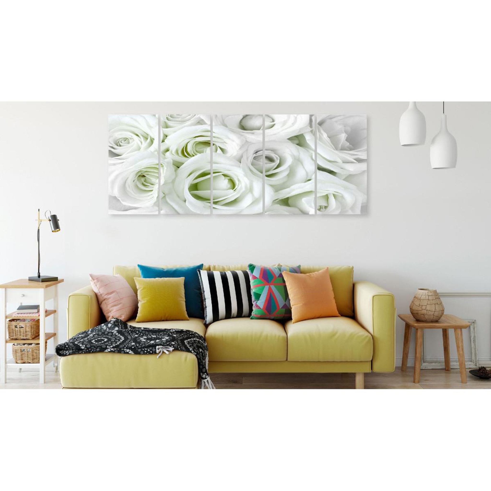 Voir la diapositive 2 : Paris Prix Tableau imprimé 5 panneaux  satin rose narrow green