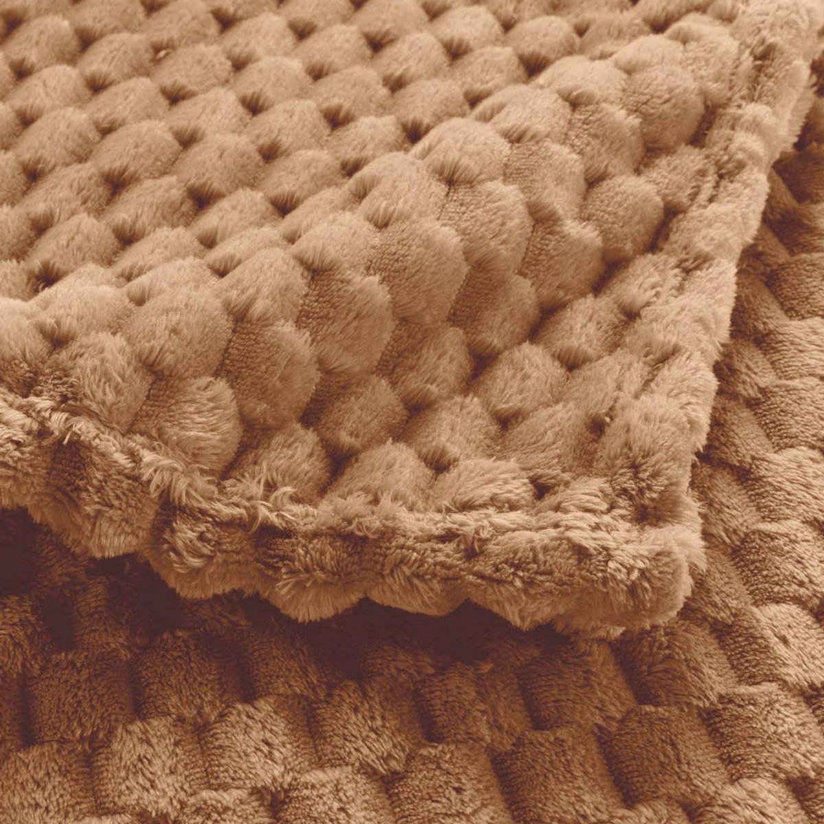 Paris Prix Plaid Flanelle en Relief  Mini Frosty  125x150cm Camel