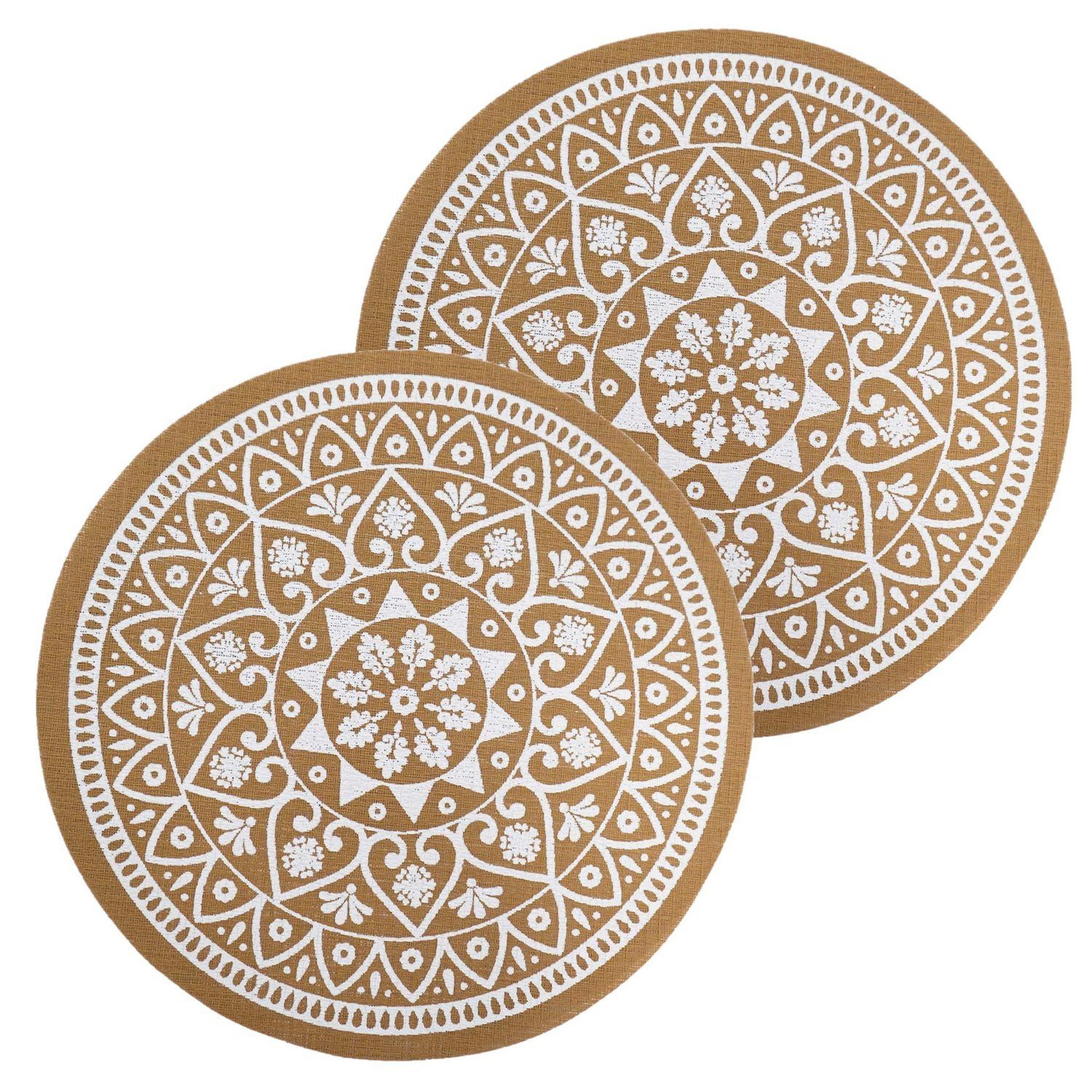 DOUCEUR D'INT�RIEUR Lot de 2 sets de table effet jute lessivables - Blanc et marron