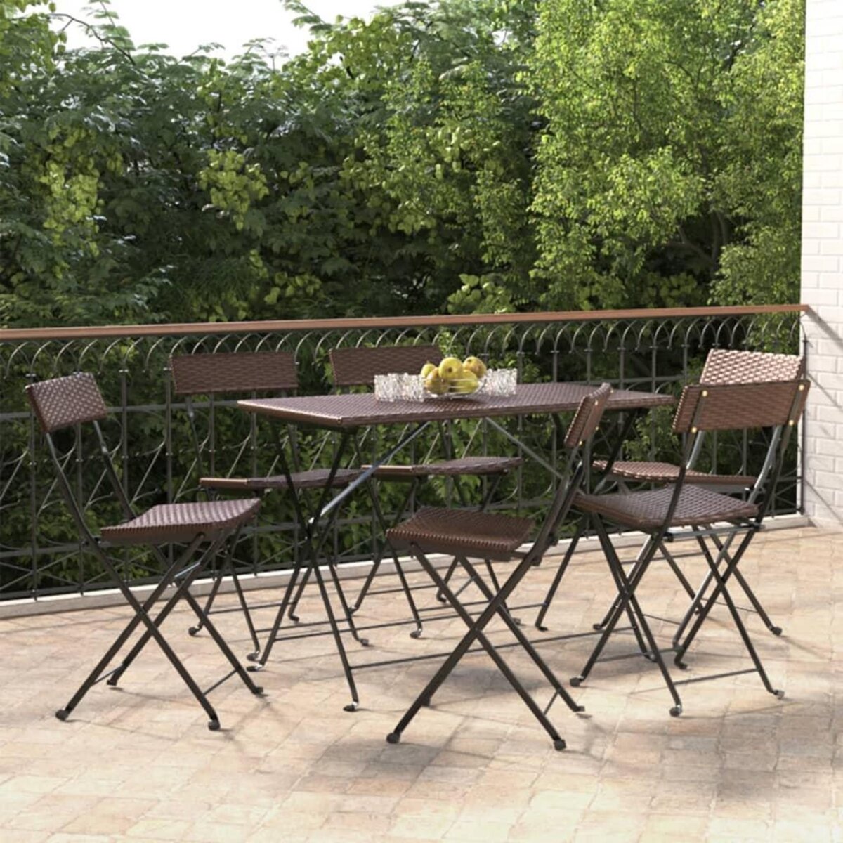 VIDAXL Chaises de bistrot pliantes lot de 6 Resine tressee et acier