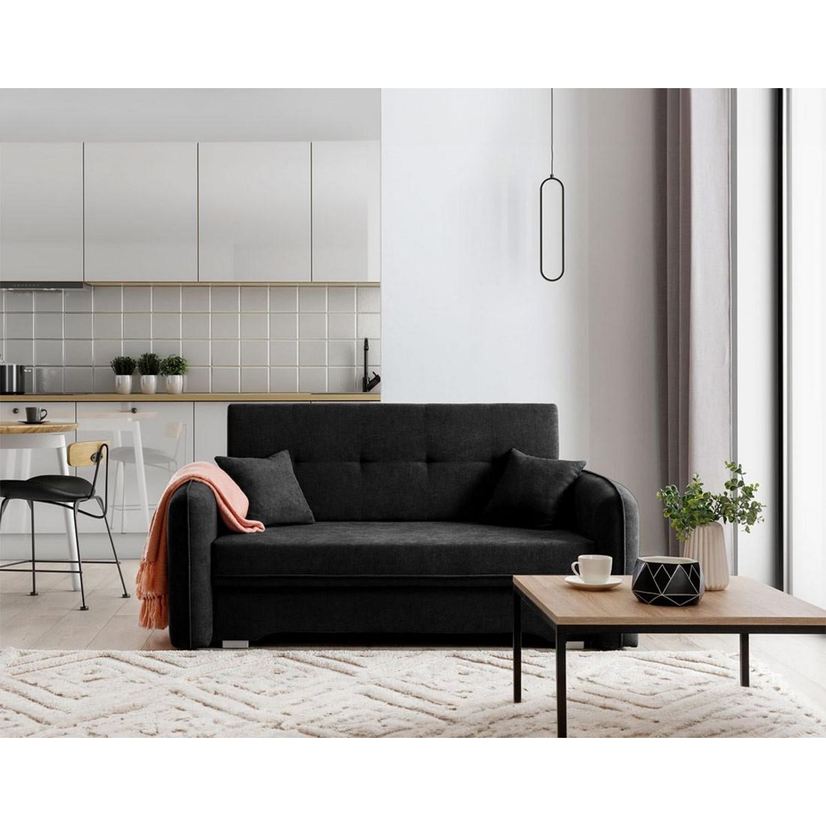 BEST MOBILIER Michelle - canapé droit 3 places convertible avec coffre en velours