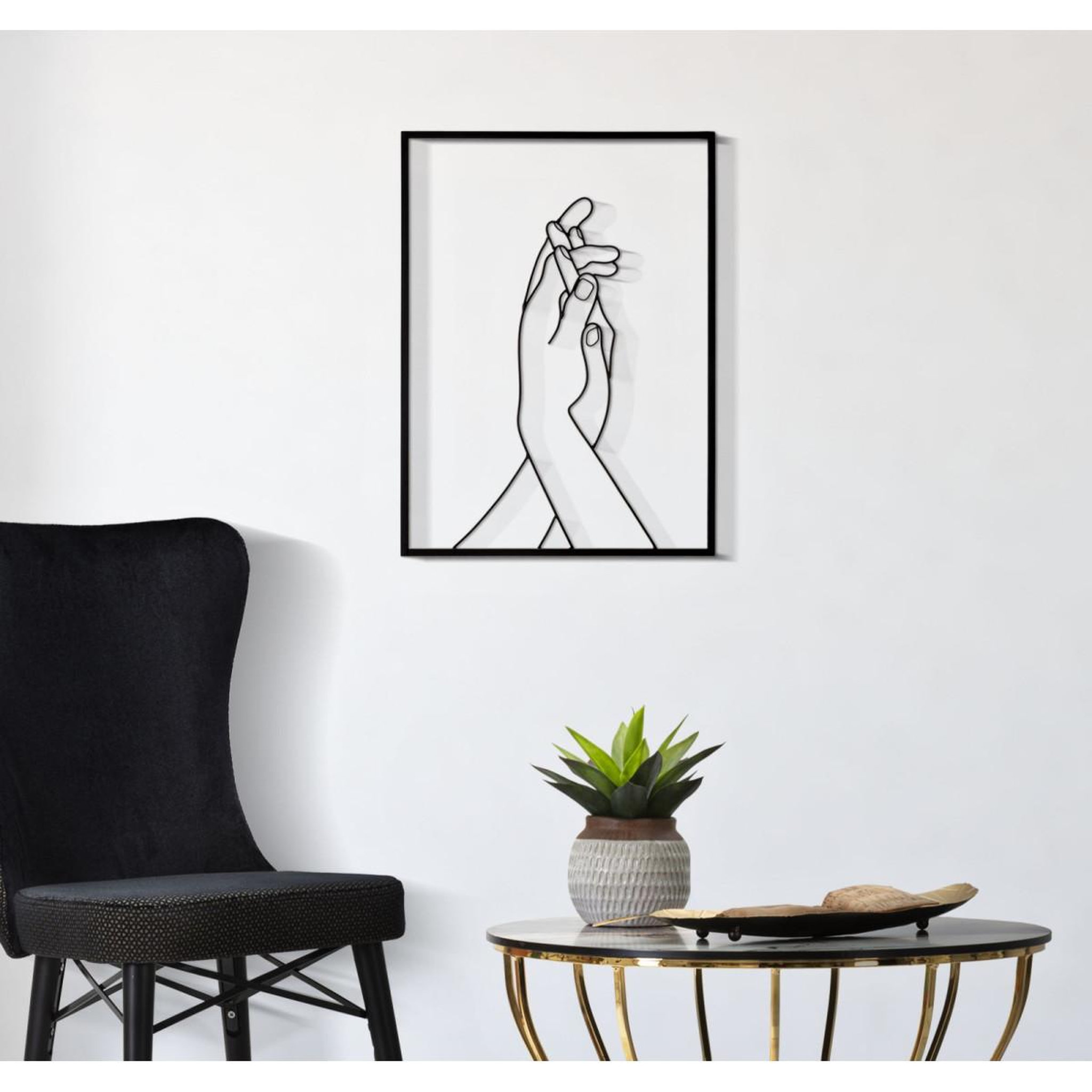 Voir la diapositive 5 : Paris Prix Déco murale encadrée en métal  2 mains  55cm noir