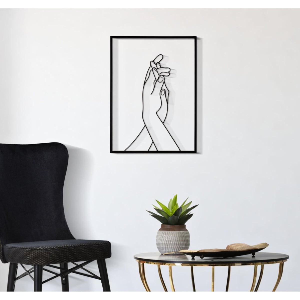 Paris Prix Déco Murale Encadrée en Métal  2 Mains  55cm Noir