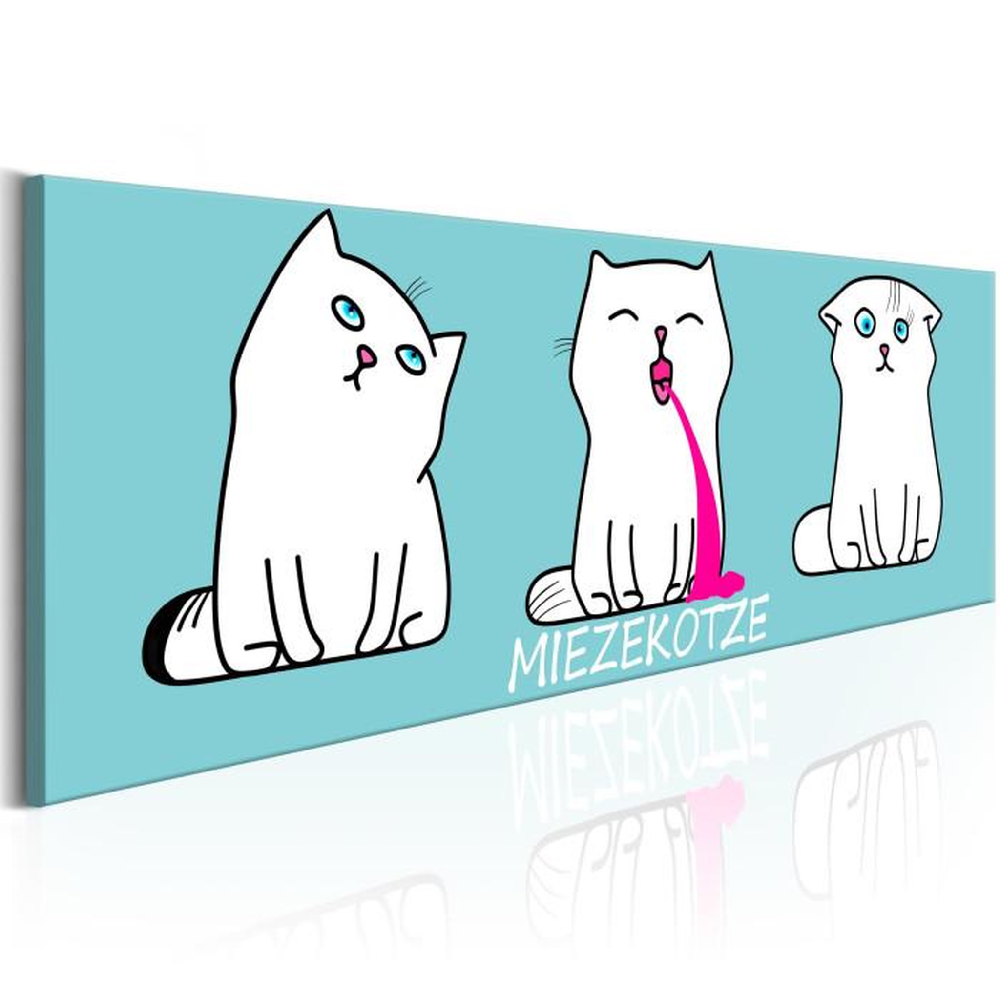 Paris Prix Tableau Imprimé  Miezekotze : Cat Trio Blue. Coloris disponibles : Multicolore