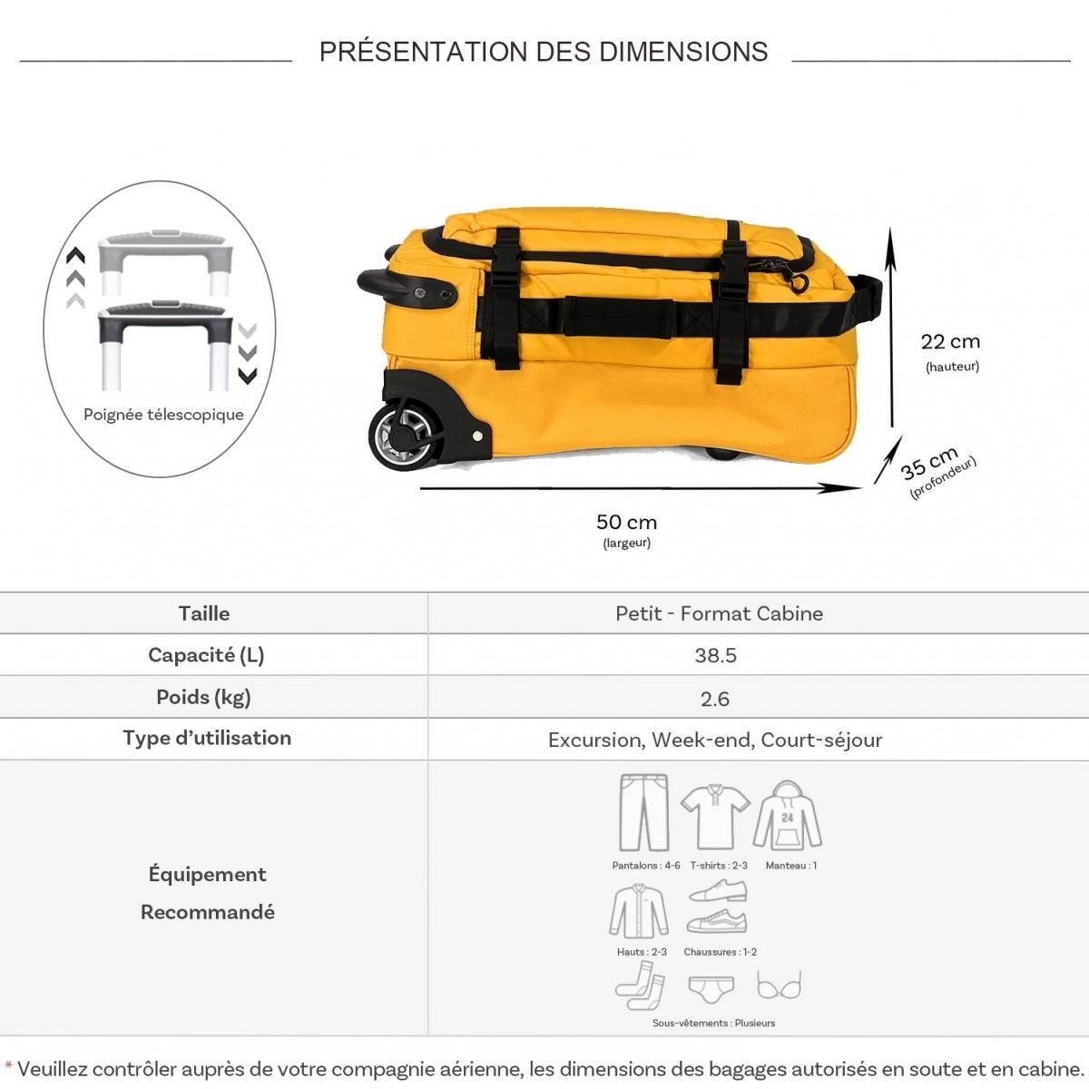 Cactus Sac de voyage cabine avec roulettes 38.5L  50cm