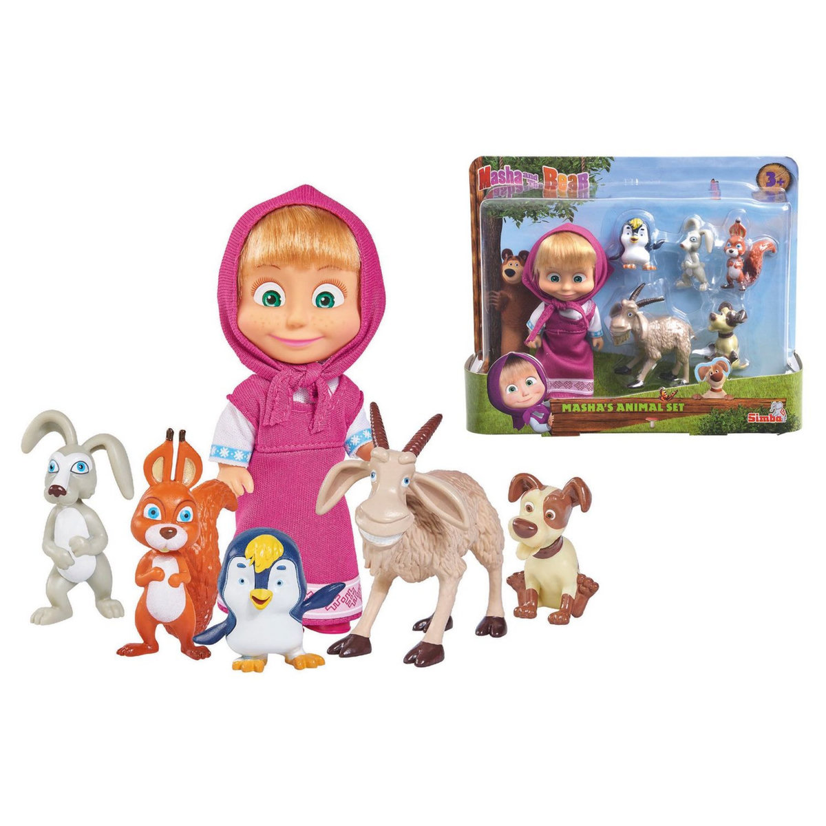 SMOBY Figurine Masha 12 cm et ses petits animaux - Masha et Michka