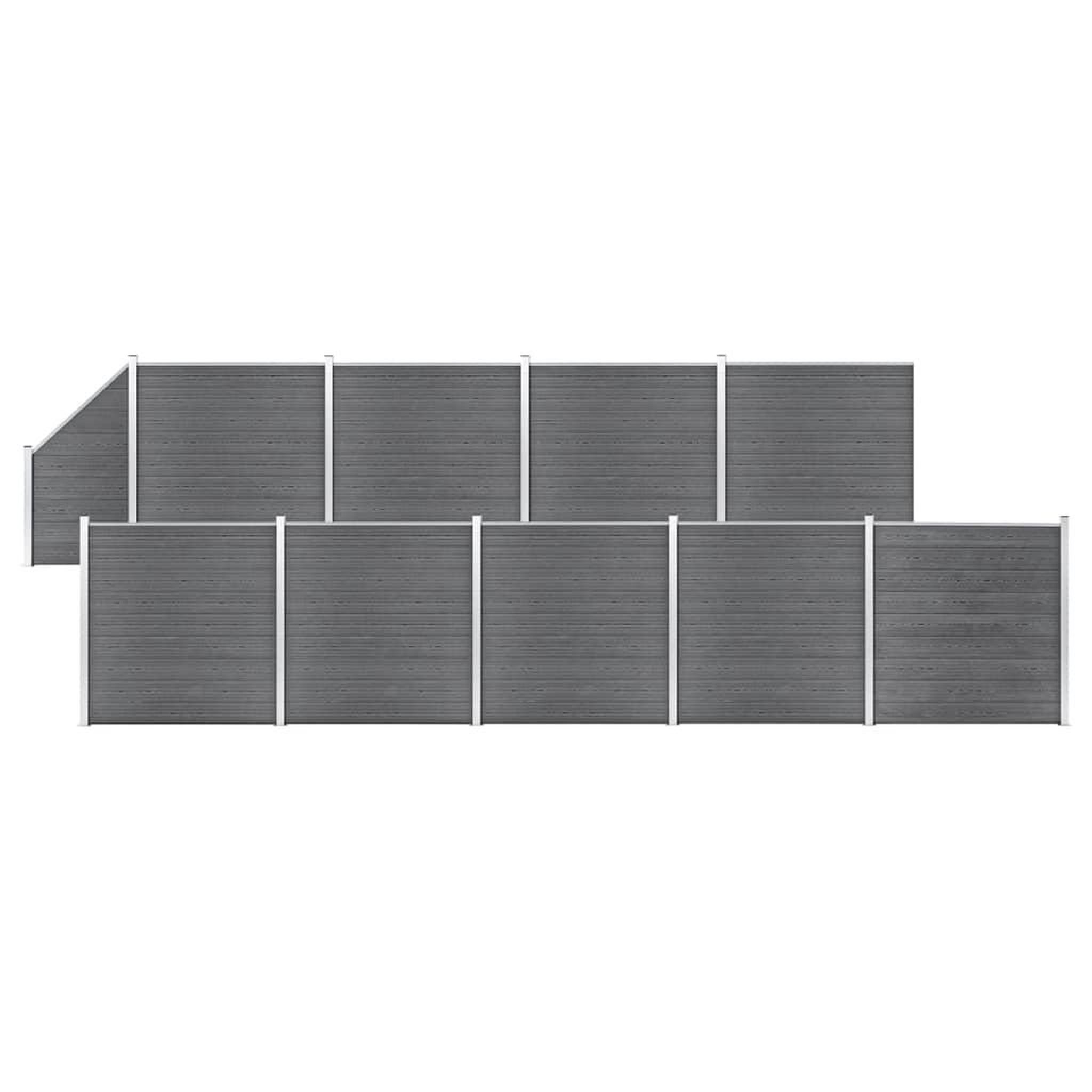 VIDAXL Ensemble de cloture WPC 9 Carre + 1 Incline 1657x186 cm Gris