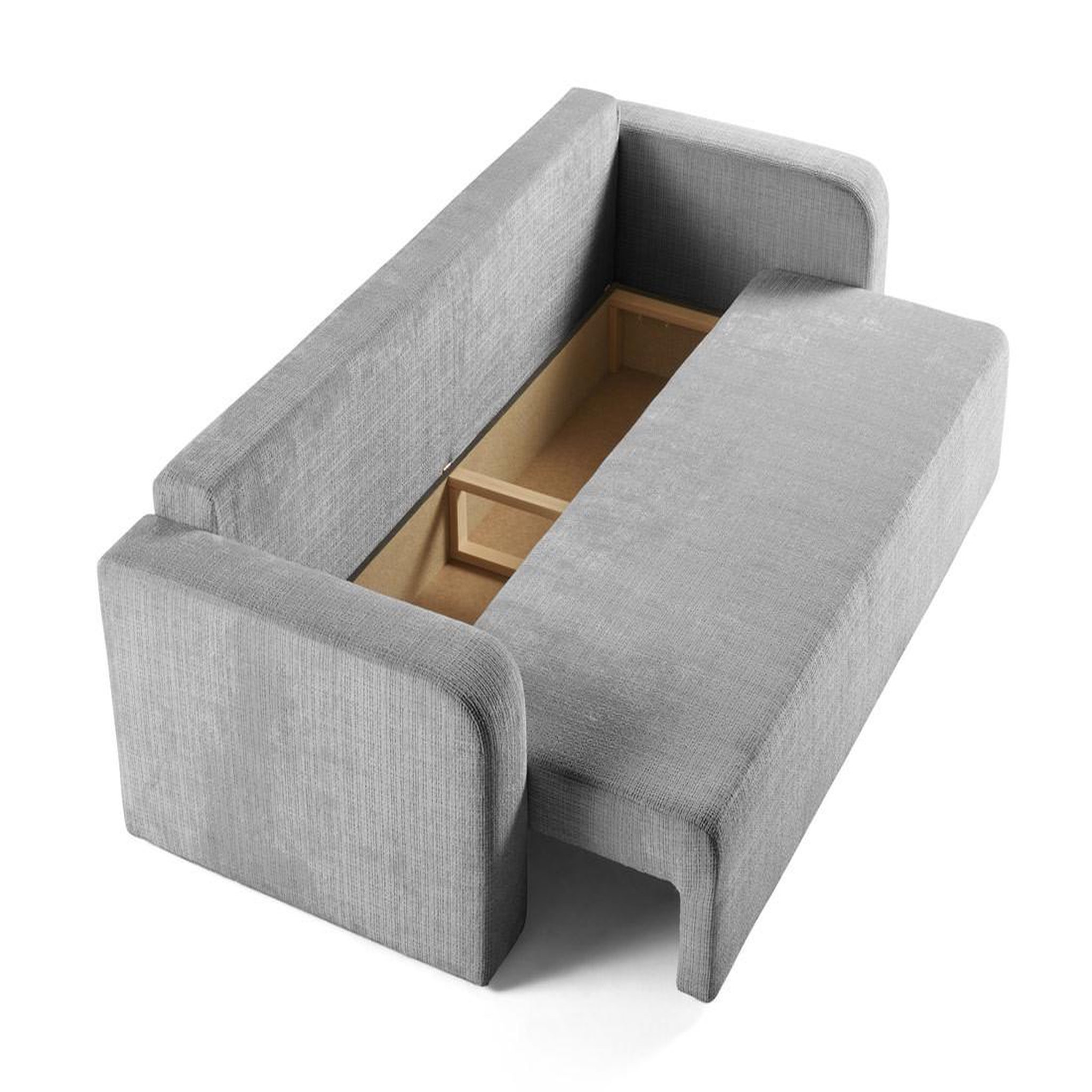 Voir la diapositive 3 : BEST MOBILIER Miro - canapé droit 3 places - convertible avec coffre - en velours texturé