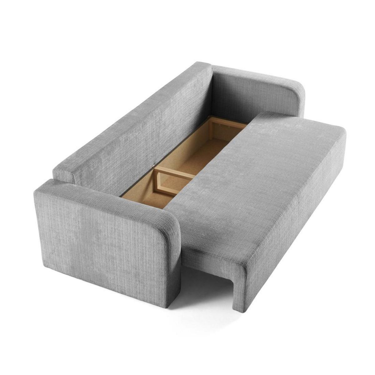 BEST MOBILIER Miro - canapé droit 3 places - convertible avec coffre - en velours texturé