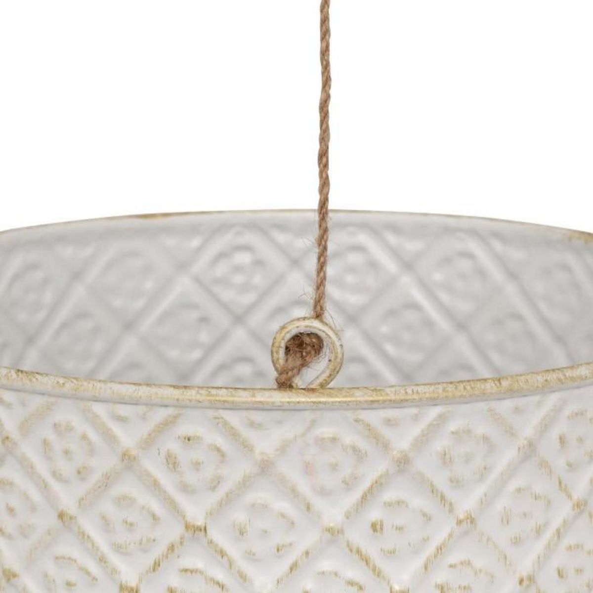 ATMOSPHERA Lot de 2 Cache-Pots à Suspendre en Métal  Tino  40cm Blanc