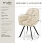 Voir la diapositive 6 : tectake Fauteuil pivotant en velours avec accoudoirs rembourré avec motif matelassé crème Lot de 6