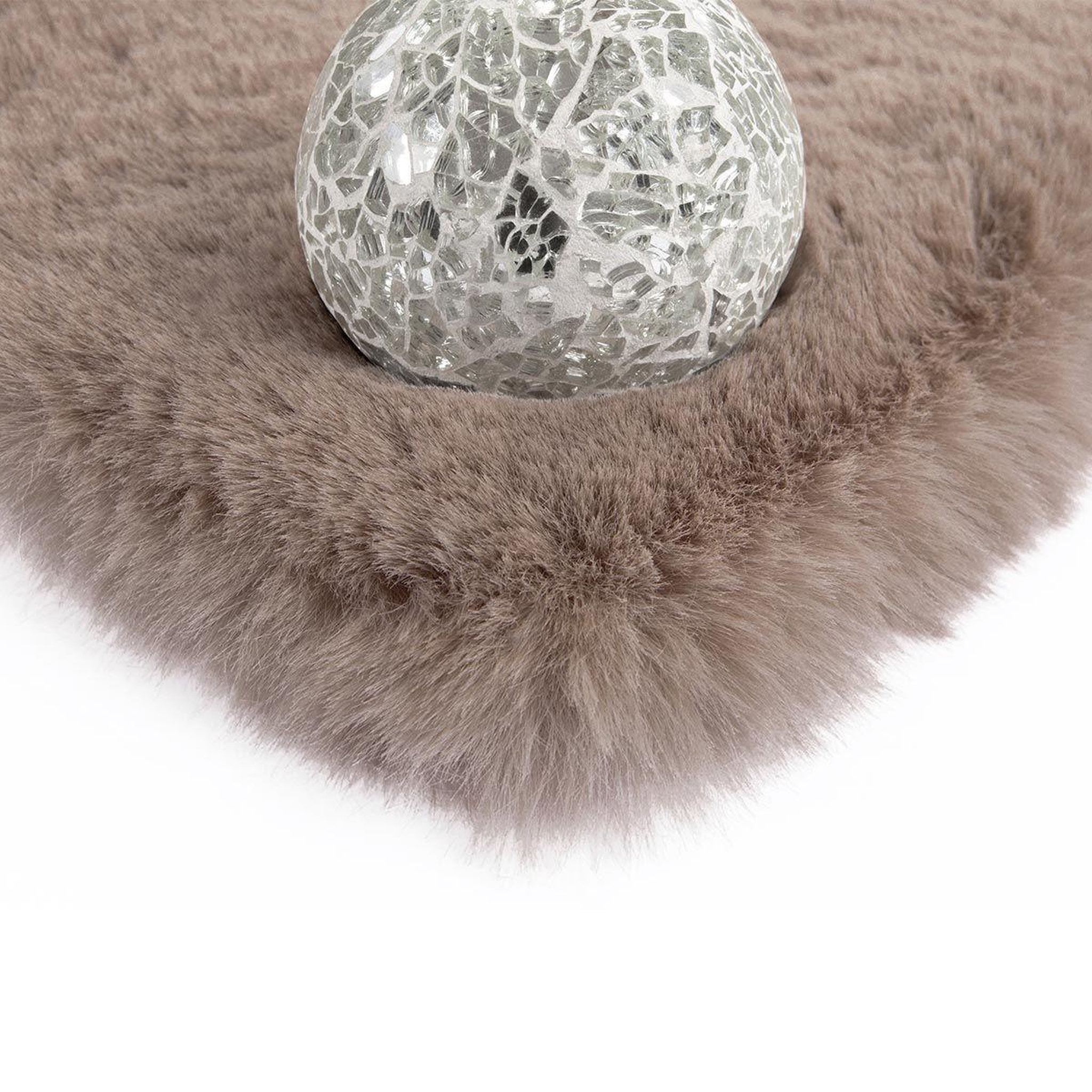 Voir la diapositive 5 : Paris Prix Tapis uni rond doux à poils longs  rabbit  taupe