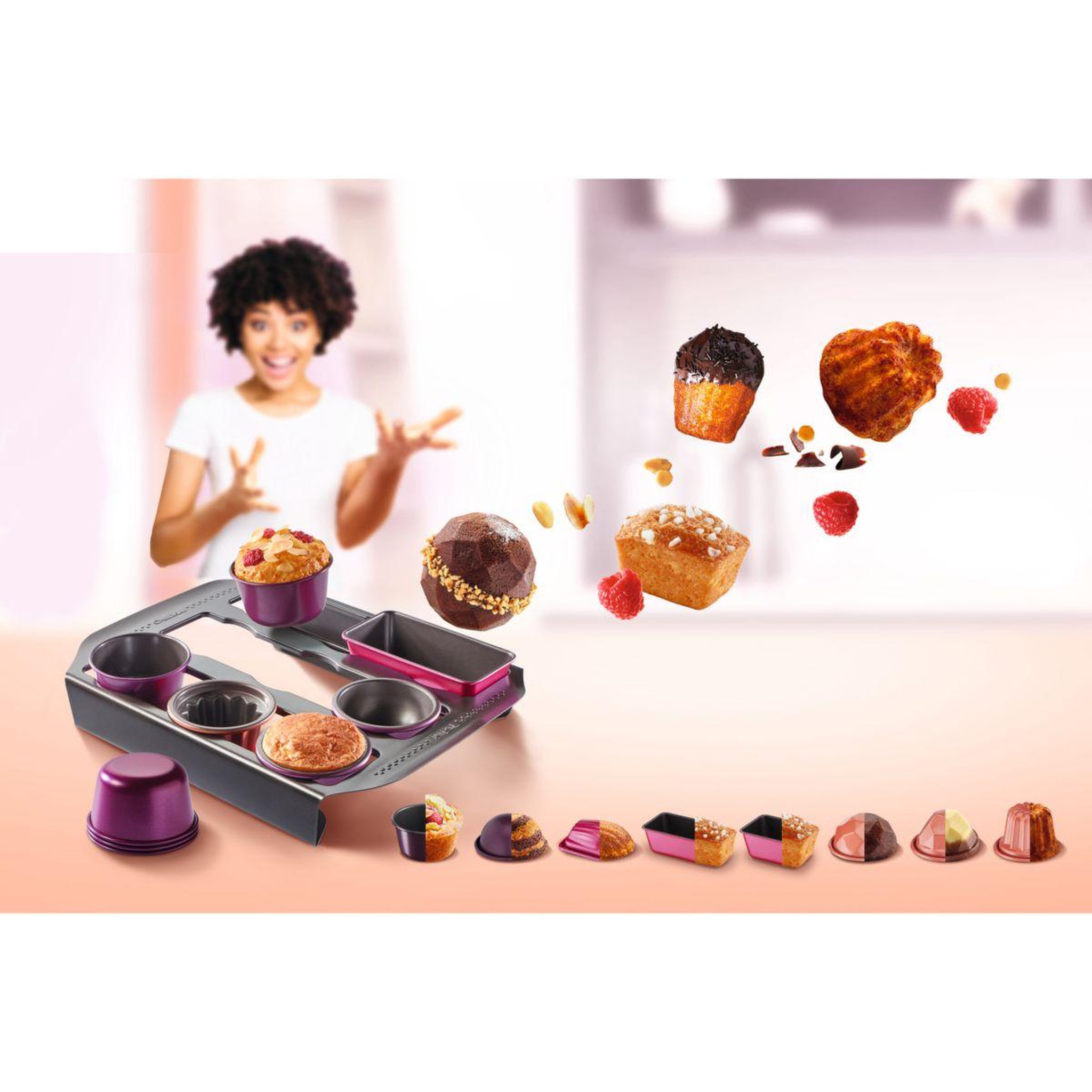 Voir la diapositive 5 : TEFAL Moule à gâteau fantaisie creabake 3 moules rochers 7.5 cm