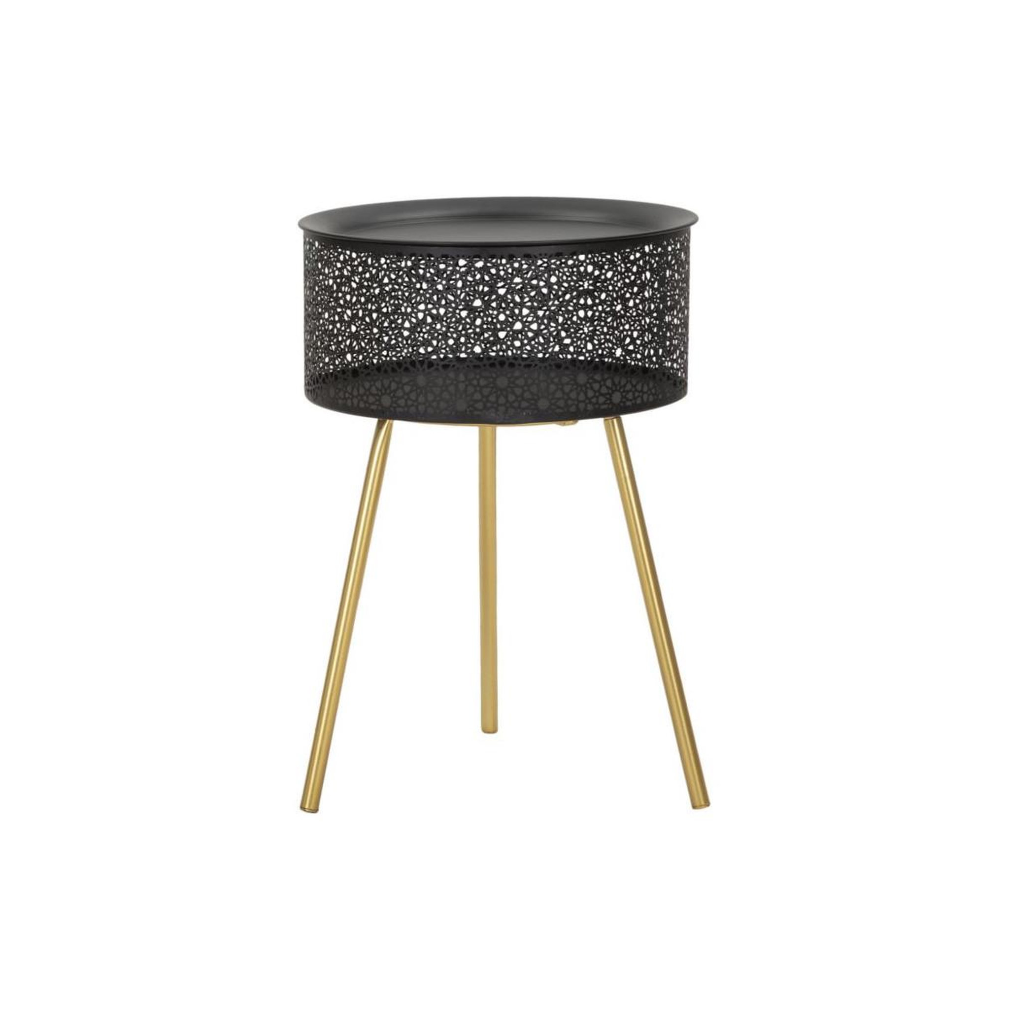 Paris Prix Table d'appoint avec rangement  blacky  50cm noir & or