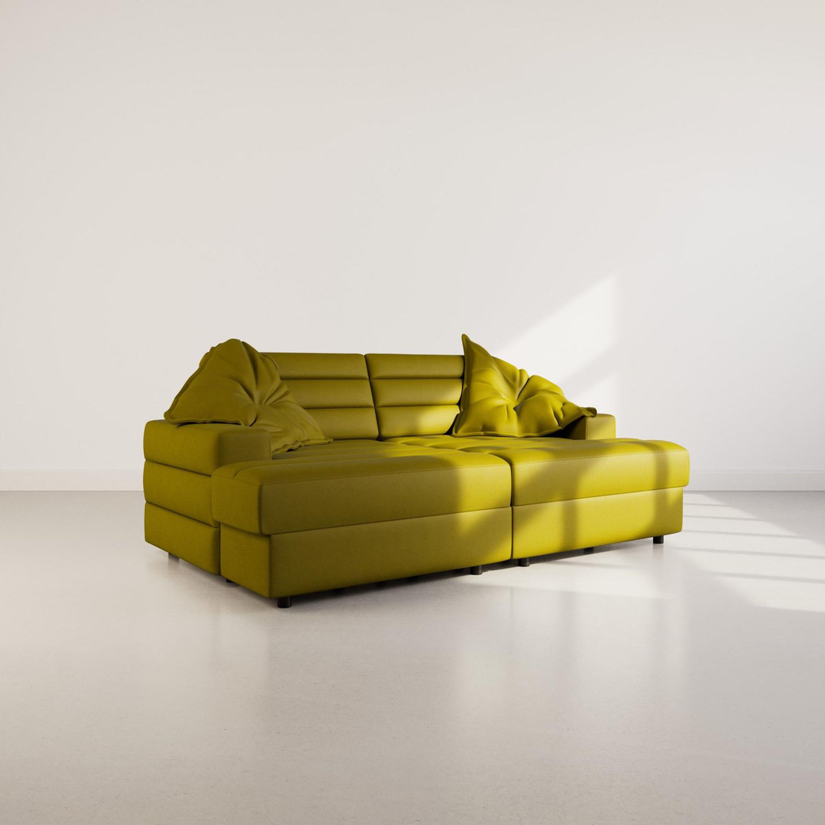 LISA DESIGN Loredana - canapé droit 4 places double méridienne - assise profonde - en tissu texturé