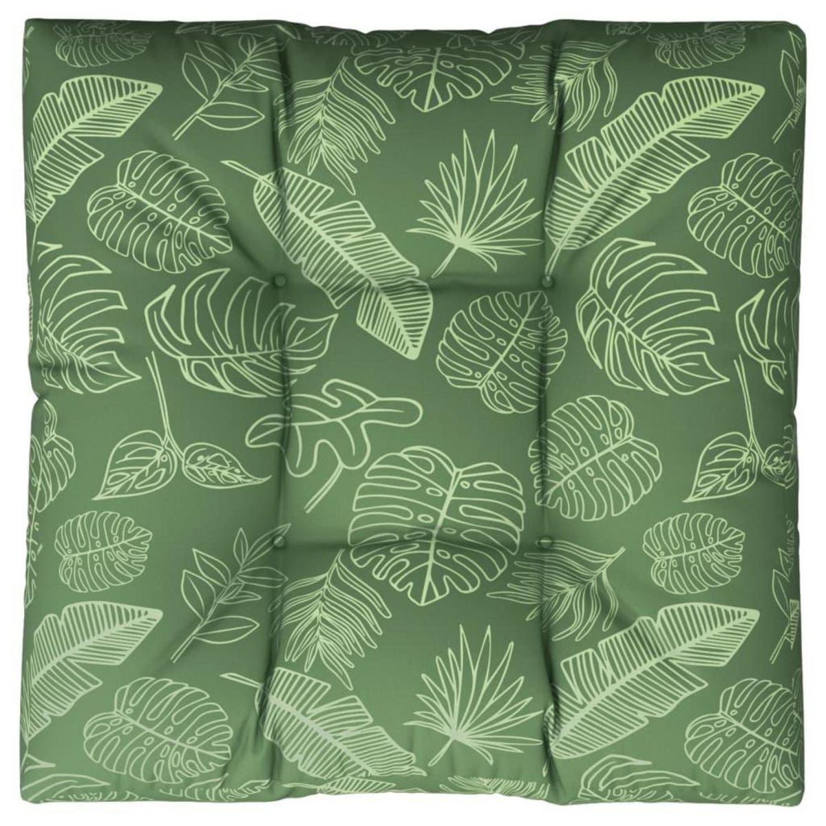 VIDAXL Coussin de palette motif de feuilles 80x80x12 cm tissu