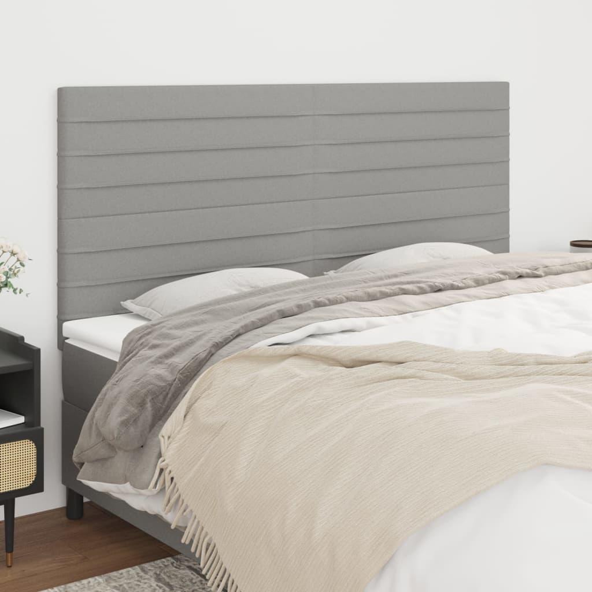 Voir la diapositive 1 : VIDAXL Tetes de lit 4 pcs Gris clair 80x5x78/88 cm Tissu