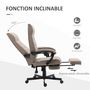 Voir la diapositive 4 : VINSETTO Chaise de bureau manager ergonomique inclinable réglable repose-pied rétractable tissu marron