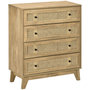 Voir la diapositive 1 : HOMCOM Commode 4 tiroirs style bohème chic cannage en rotin aspect bois de manguier