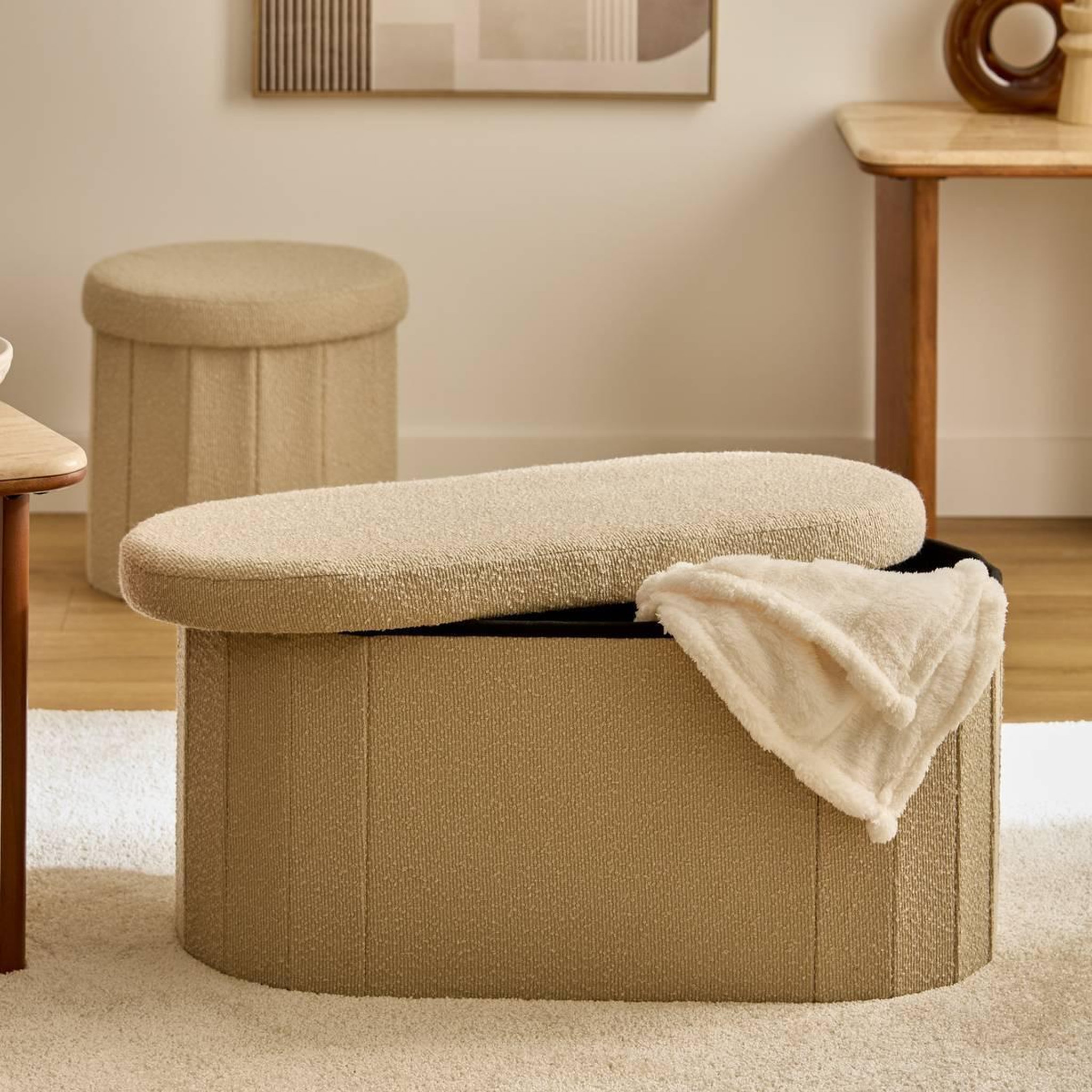Voir la diapositive 5 : ATMOSPHERA Pouf coffre double  fink  76cm taupe