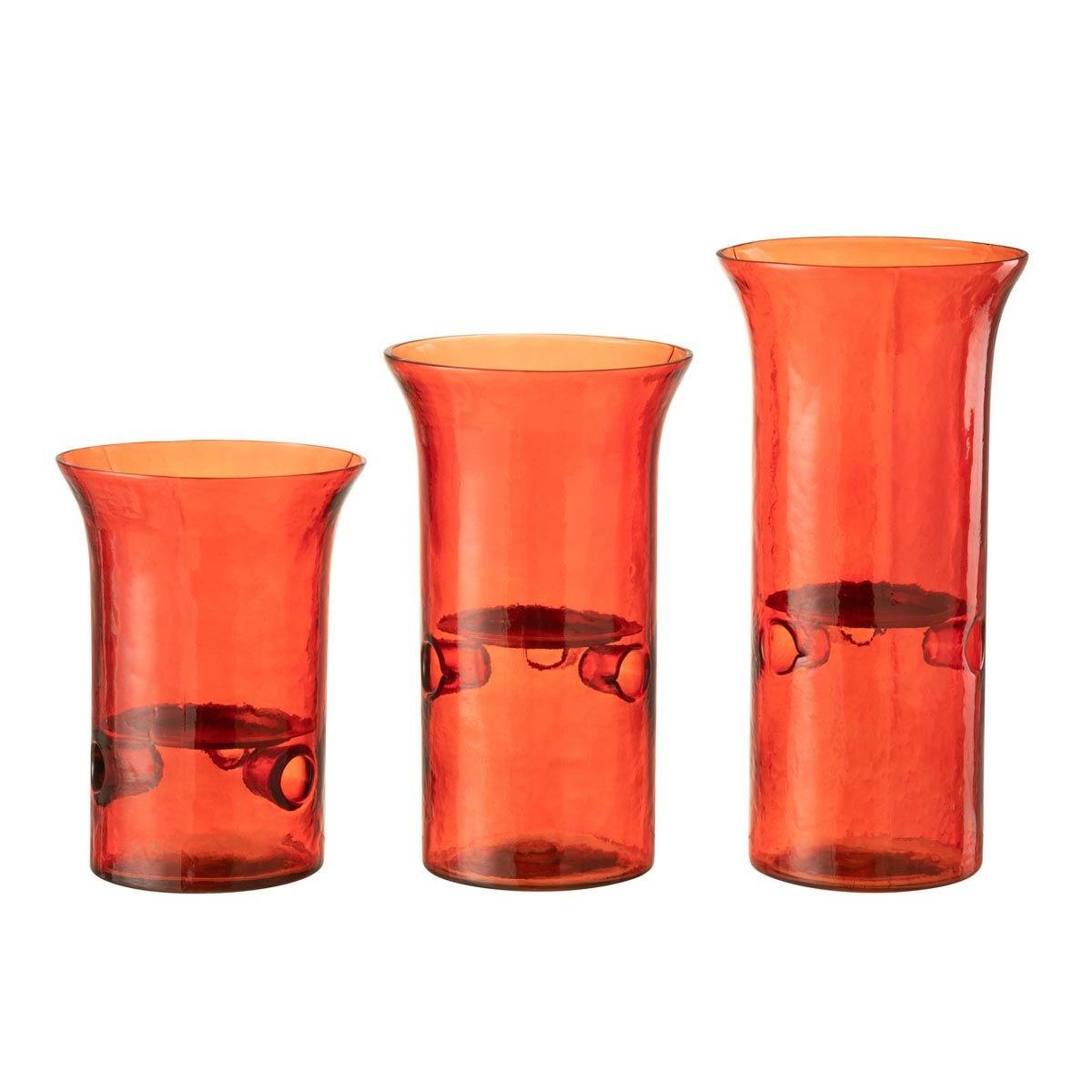Voir la diapositive 2 : J-LINE Lot de 3 Photophores en Verre  Mexican  30cm Rouge