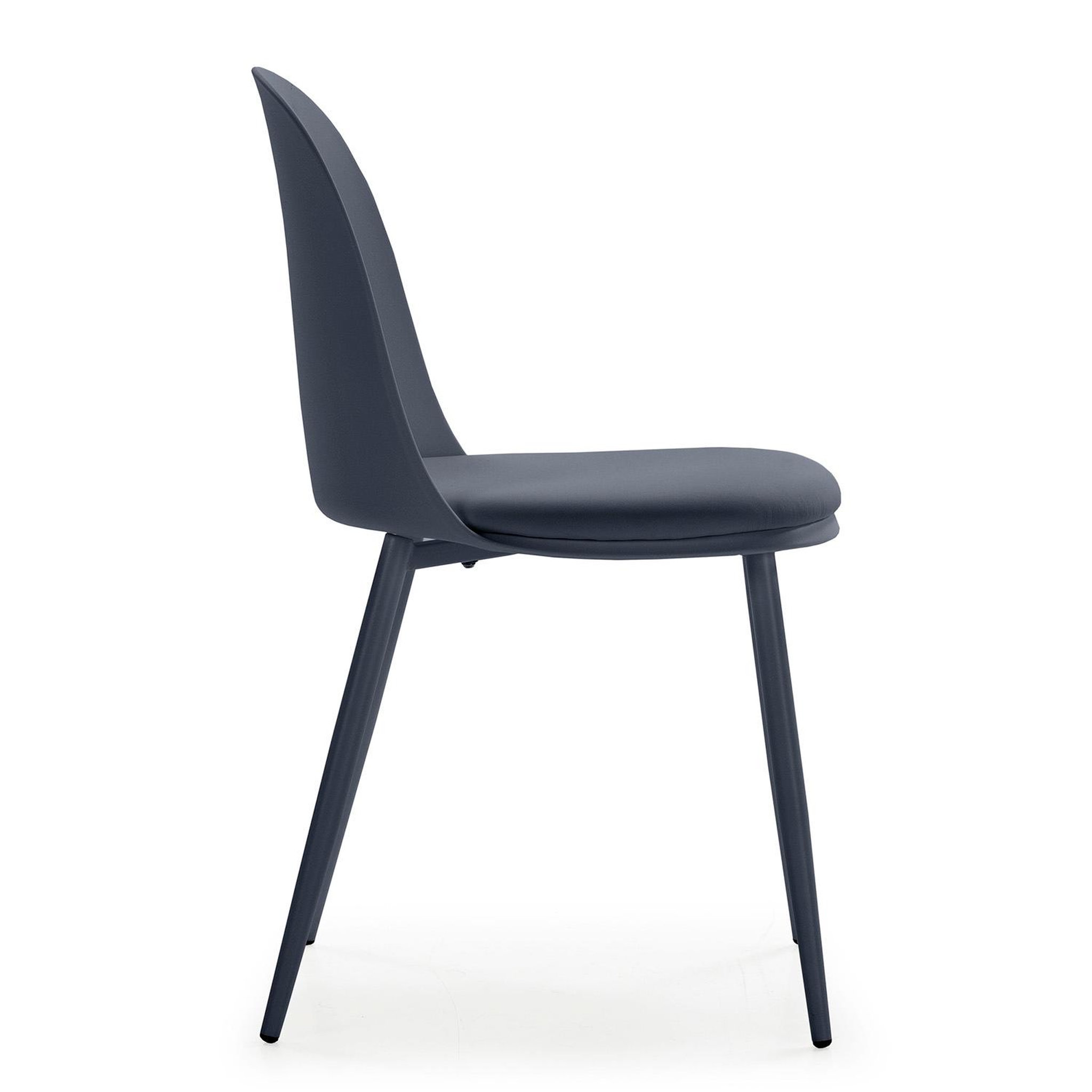 Voir la diapositive 2 : VS VENTA-STOCK Lot de 4 chaises Kana bleus, pieds en métal et assise rembourrée