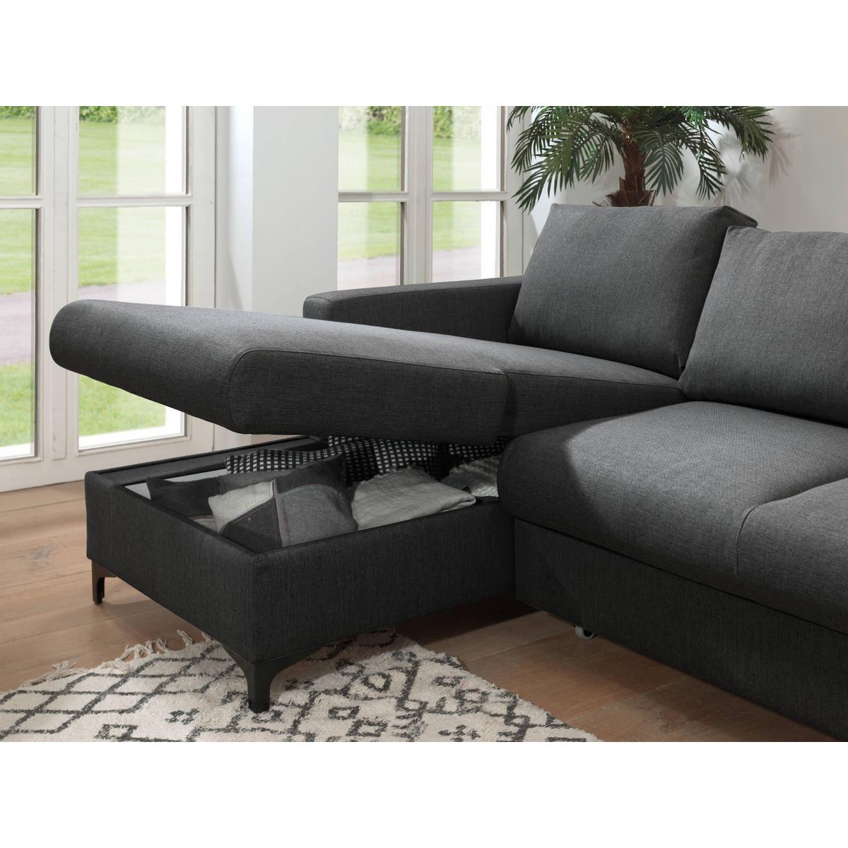 LISA DESIGN Tala - canapé d'angle gauche - convertible avec coffre - 4 places - en tissu