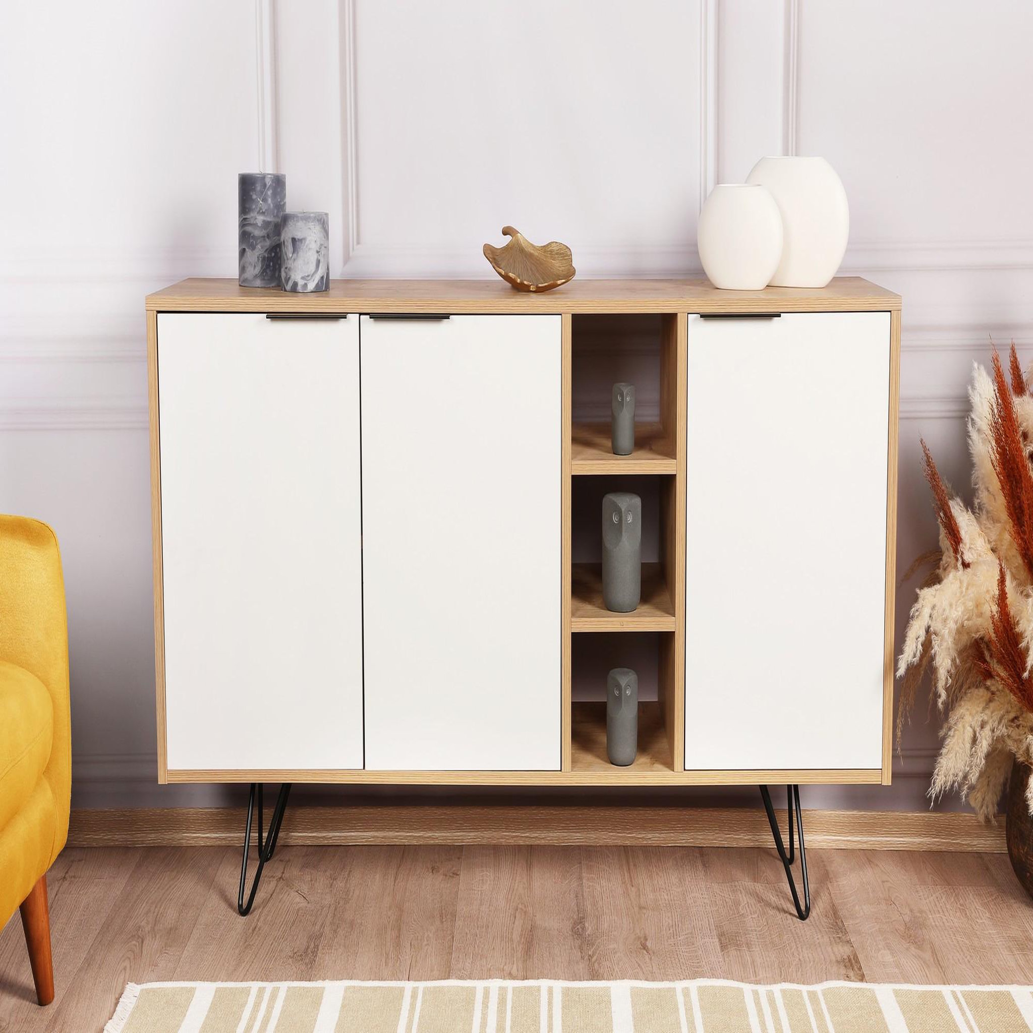Voir la diapositive 3 : Habitat et Jardin Buffet en bois  Clara  - 142 x 36 x 83 cm - Blanc