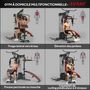 Voir la diapositive 4 : HOMCOM Station de musculation - banc, développé couché, butterfly, barre latissimus et traction, curler, bande résistance, 10 contrepoids - acier noir rouge