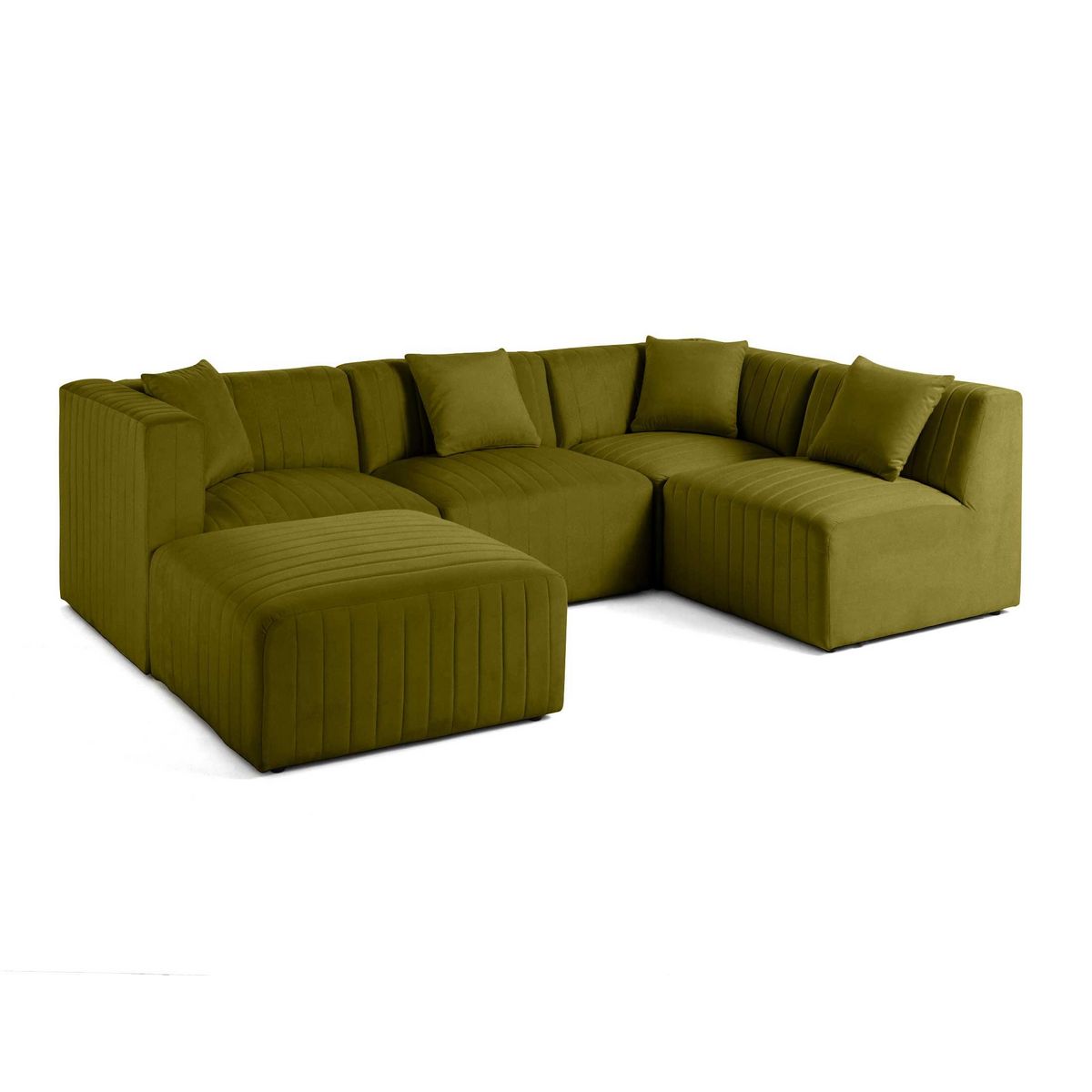 LISA DESIGN Nova - canapé modulable d'angle droit - 5 places - avec pouf d'appoint - en velours