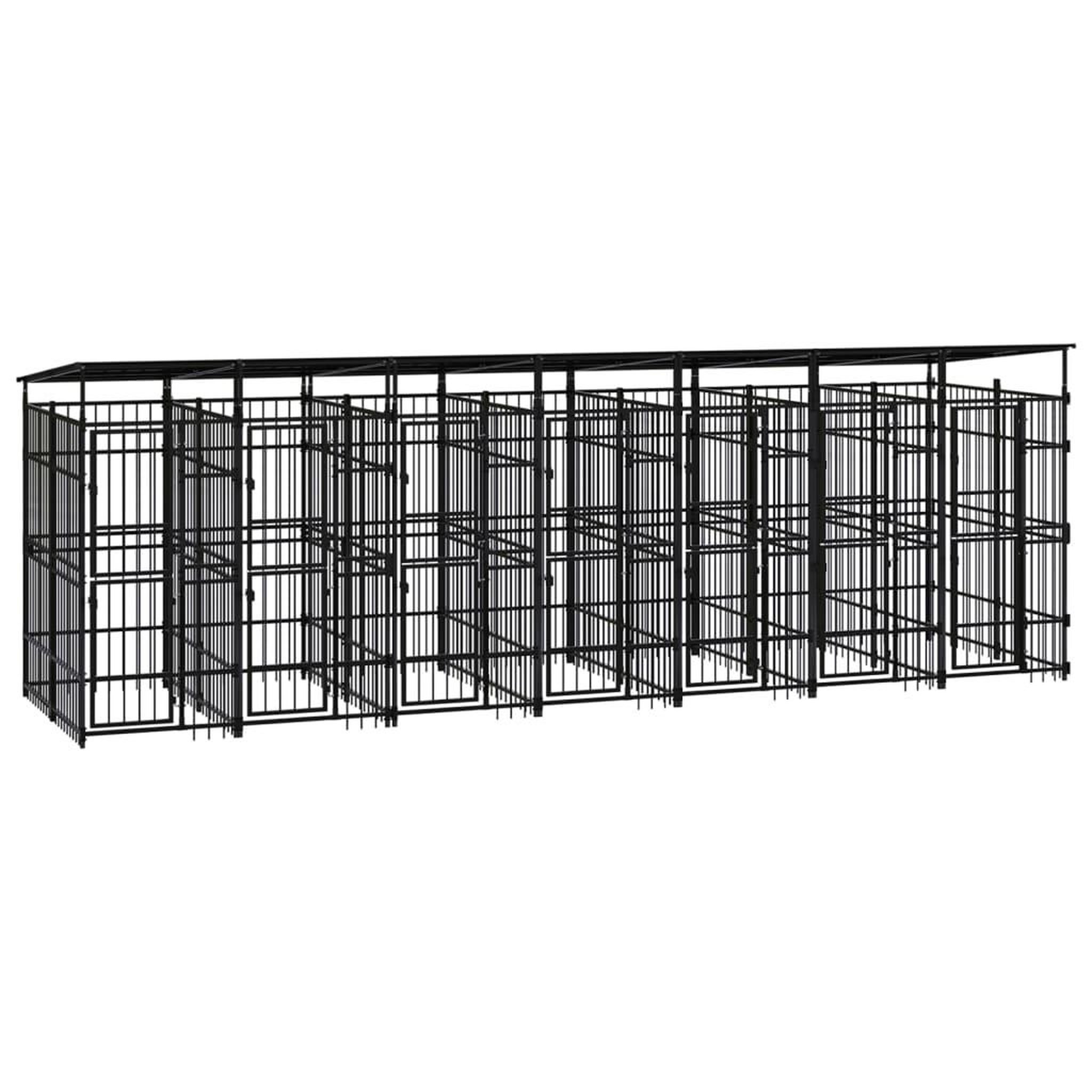 VIDAXL Chenil d'exterieur avec toit pour chiens Acier 12,9 m²