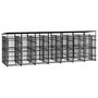Voir la diapositive 1 : VIDAXL Chenil d'exterieur avec toit pour chiens Acier 12,9 m²