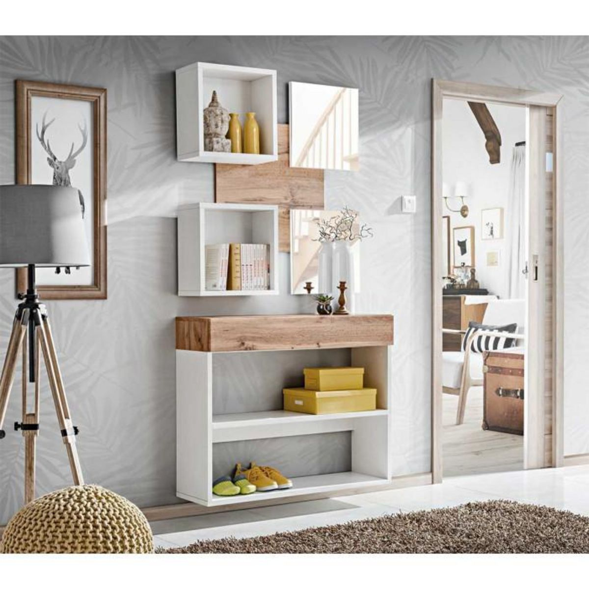 Paris Prix Panneau Mural & 2 Étagères  Easy  90cm Blanc