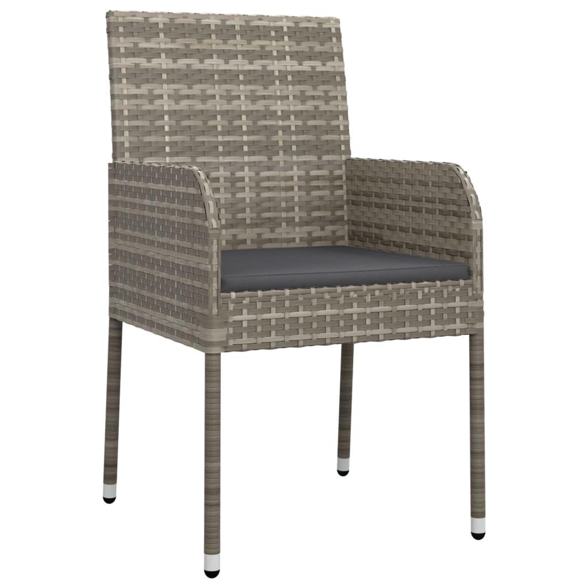 Voir la diapositive 5 : VIDAXL Ensemble a manger de jardin 3 pcs coussins gris resine tressee
