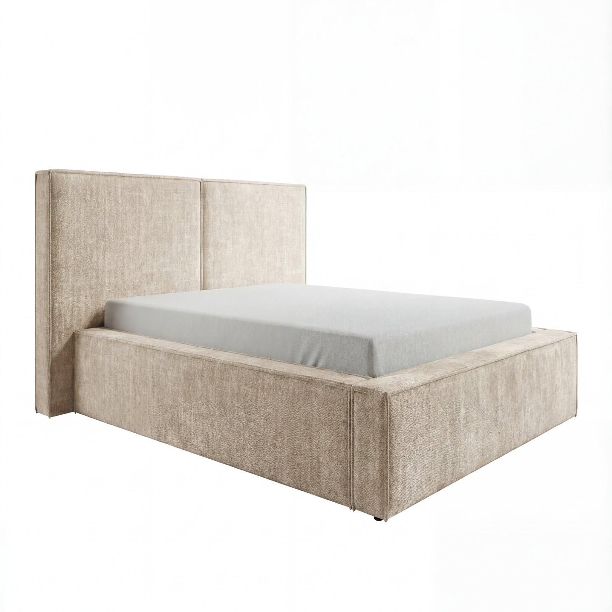 CASANOVA PARIS Celia - lit coffre tissu velours beige. Coloris disponibles : Beige