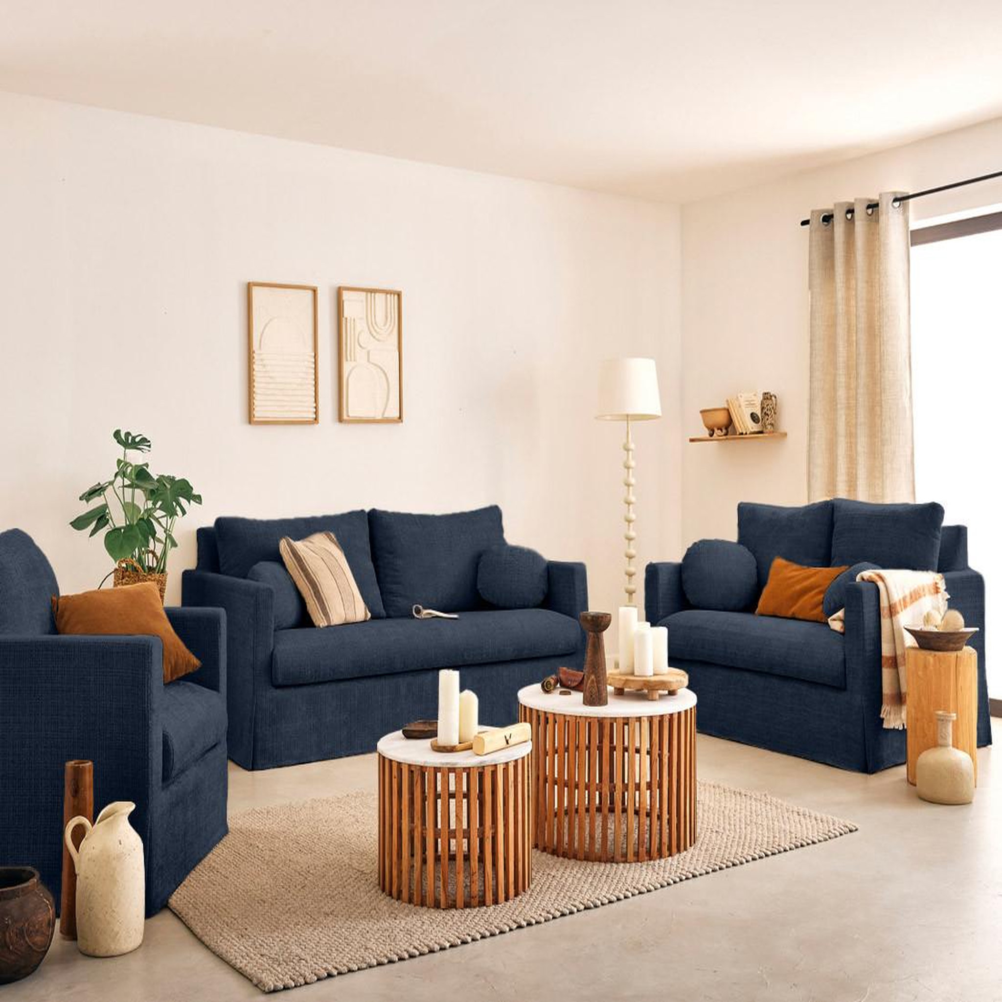 Voir la diapositive 4 : LISA DESIGN Serena - canapé droit déhoussable 3 places en velours texturé