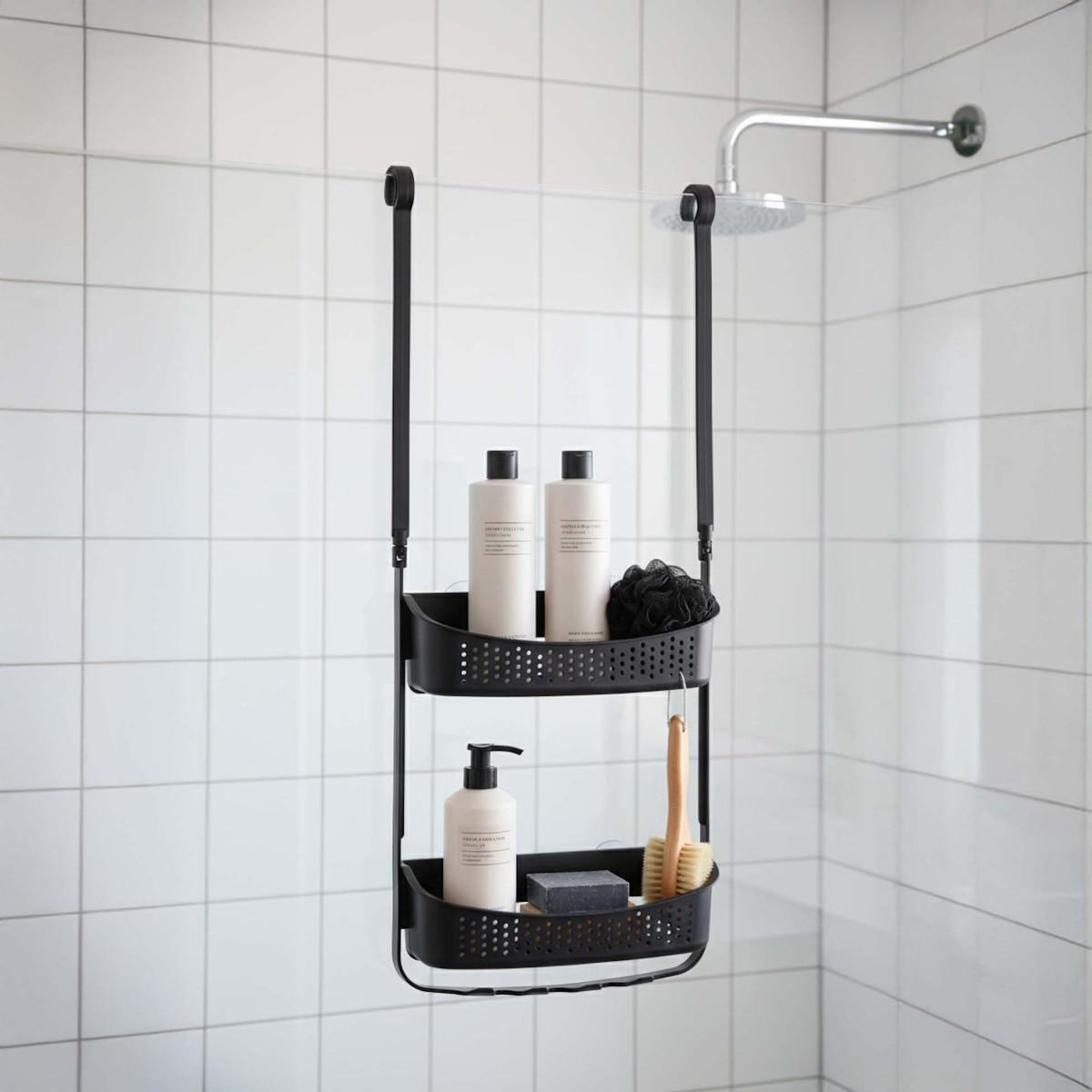 Paris Prix Serviteur de Douche 2 Paniers  Vesper  69cm Noir