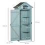 Voir la diapositive 3 : OUTSUNNY Armoire abri de jardin remise pour outils 3 étagères 2 portes loquets toit pente bitumé 77L x 54l x 179H cm sapin traité bleu