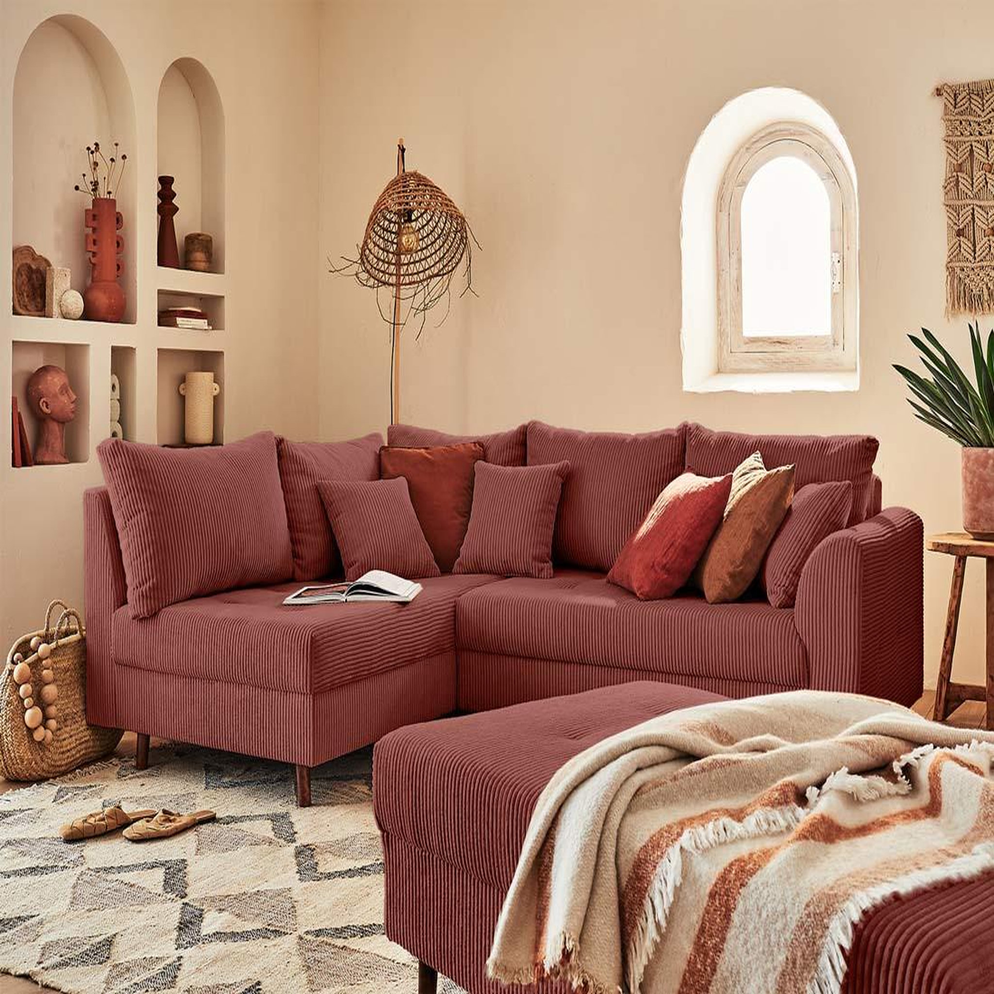 Voir la diapositive 6 : LISA DESIGN Rune - pouf modulable - en velours côtelé