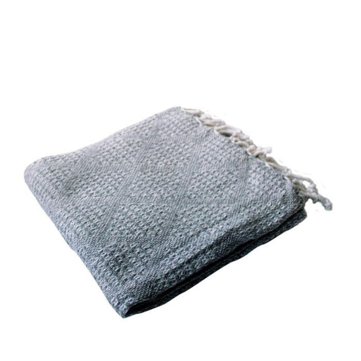 Paris Prix Plaid à Franges en Coton  Dune  130x160cm Gris Clair