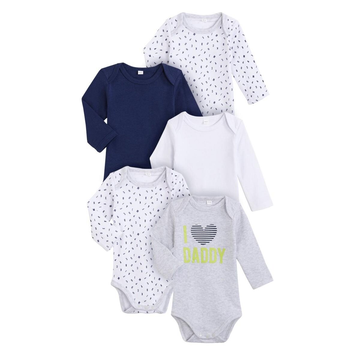 IN EXTENSO Lot de 5 bodies manches longues bébé
