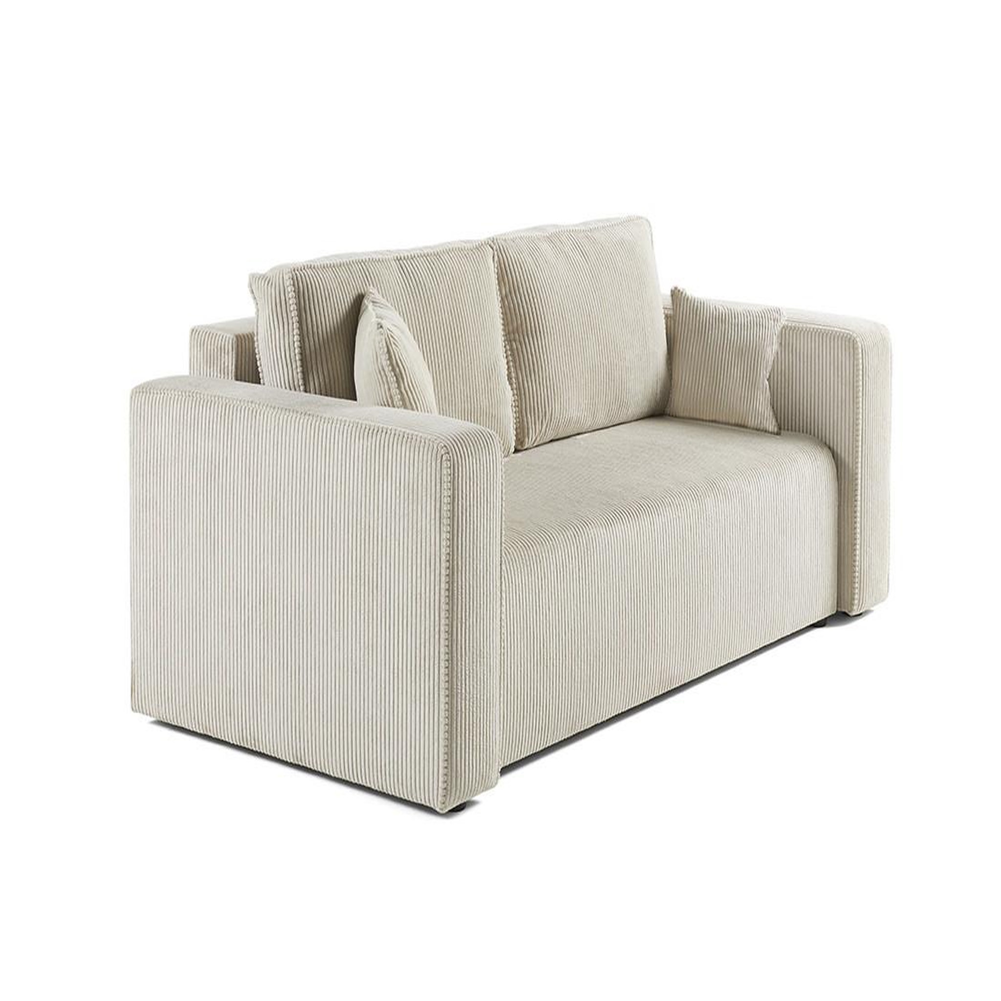 Voir la diapositive 3 : BEST MOBILIER Topaze - canapé droit 2 places - en velours côtelé