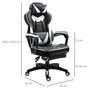 Voir la diapositive 3 : VINSETTO Vinsetto Fauteuil de bureau gamer style baquet racing - pivotant, inclinable - coussin lombaire, tétière, repose-pieds inclus - revêtement synthétique blanc noir