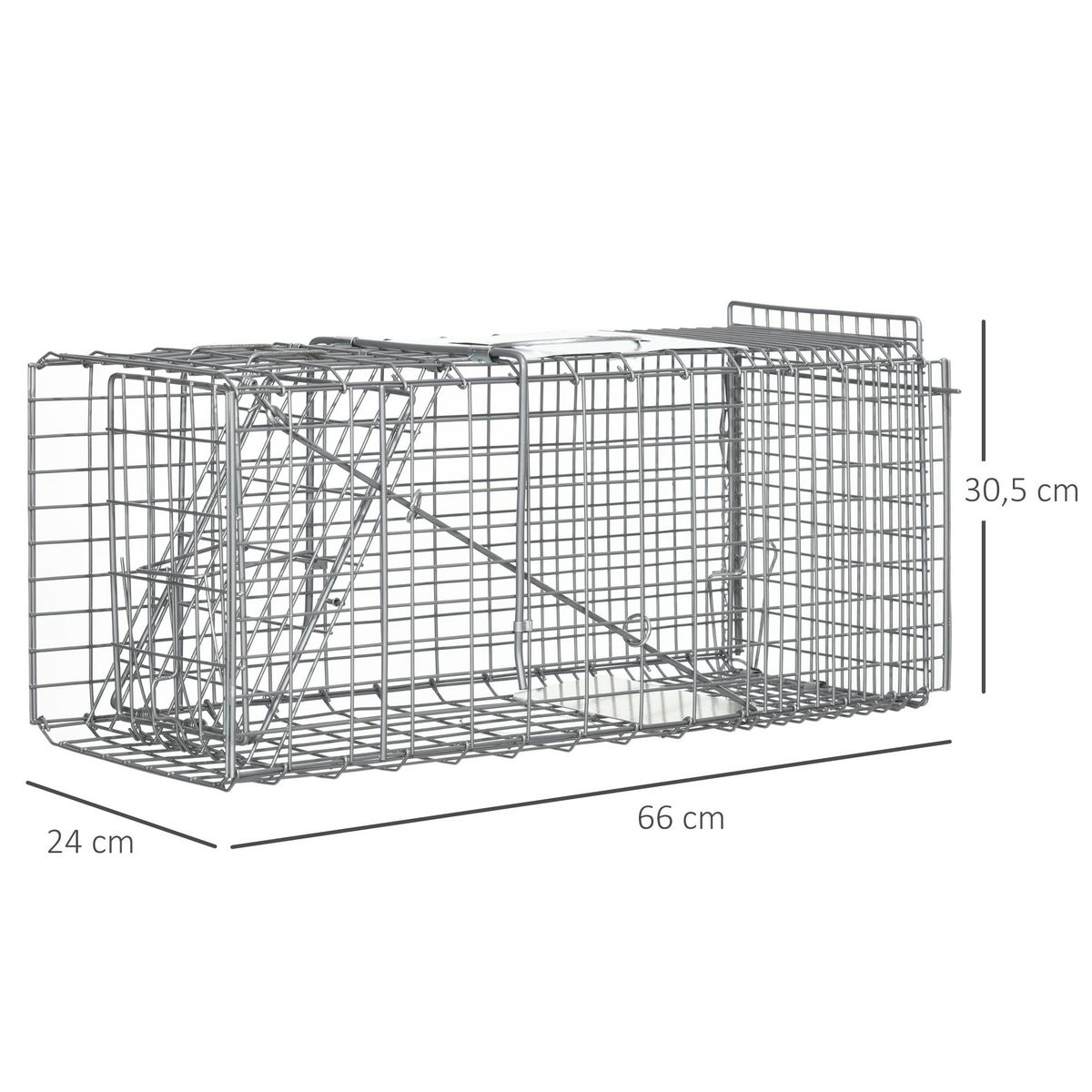 OUTSUNNY Piège de capture pliable pour petits animaux type lapin rat - 2 portes, poignée - dim. 66L x 24l x 30H cm - acier