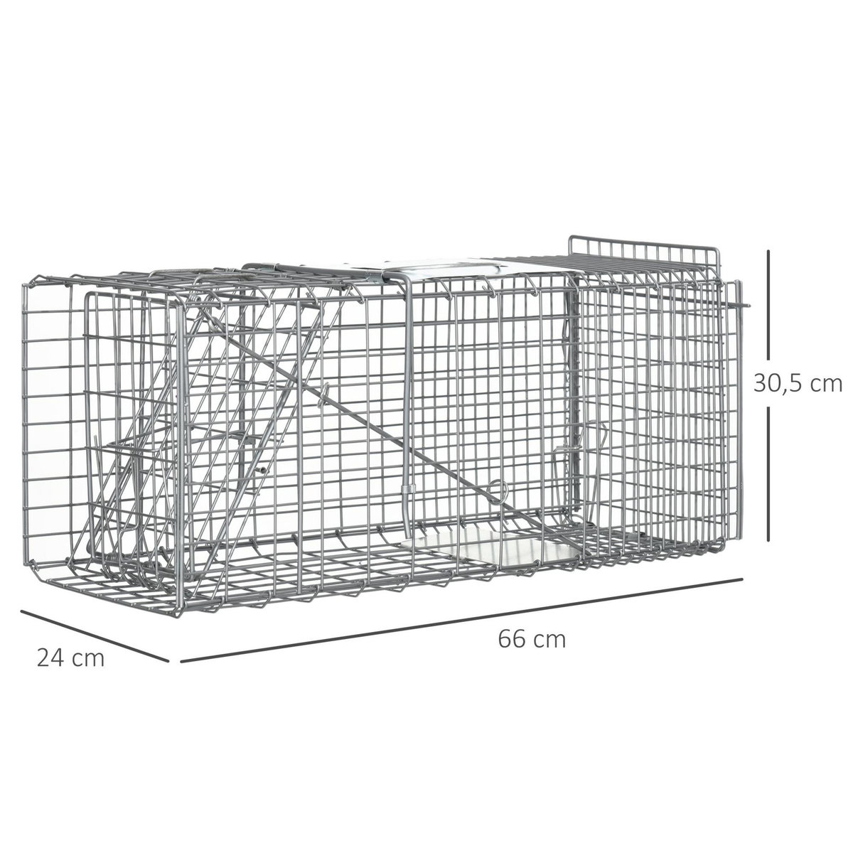 OUTSUNNY Piège de capture pliable pour petits animaux type lapin rat - 2 portes, poignée - dim. 66L x 24l x 30H cm - acier