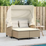 Voir la diapositive 3 : VIDAXL Canape de jardin 2 places avec auvent et tabourets beige rotin